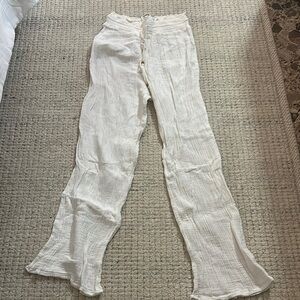 White Textured Pants